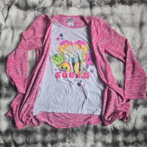 Shopkins Girls XL 14/16 Layered Look Long Sleeve Graphic Top Pink “Squad”